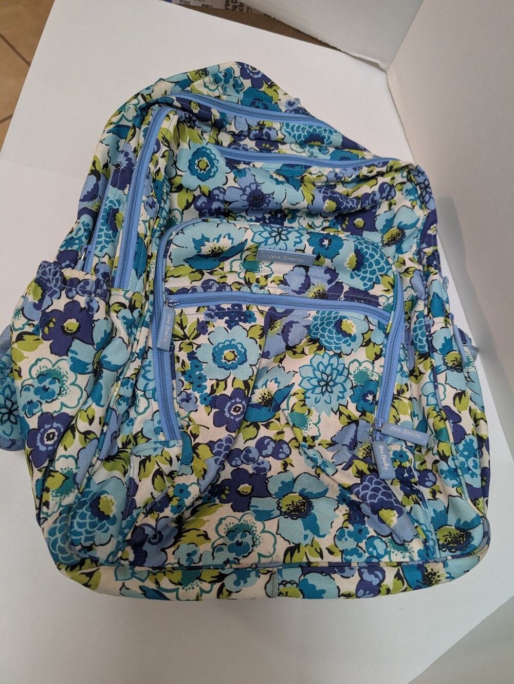 Vera Bradley Backpack Floral Quilted Blue Green Laptop School Travel Bag